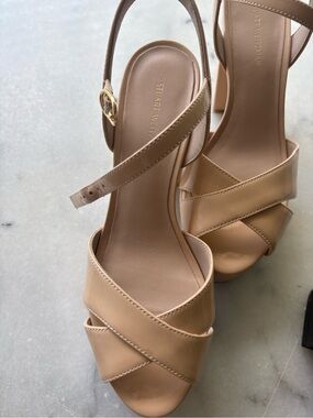 Stuart Weitzman Nude Leather Slingback Sandals